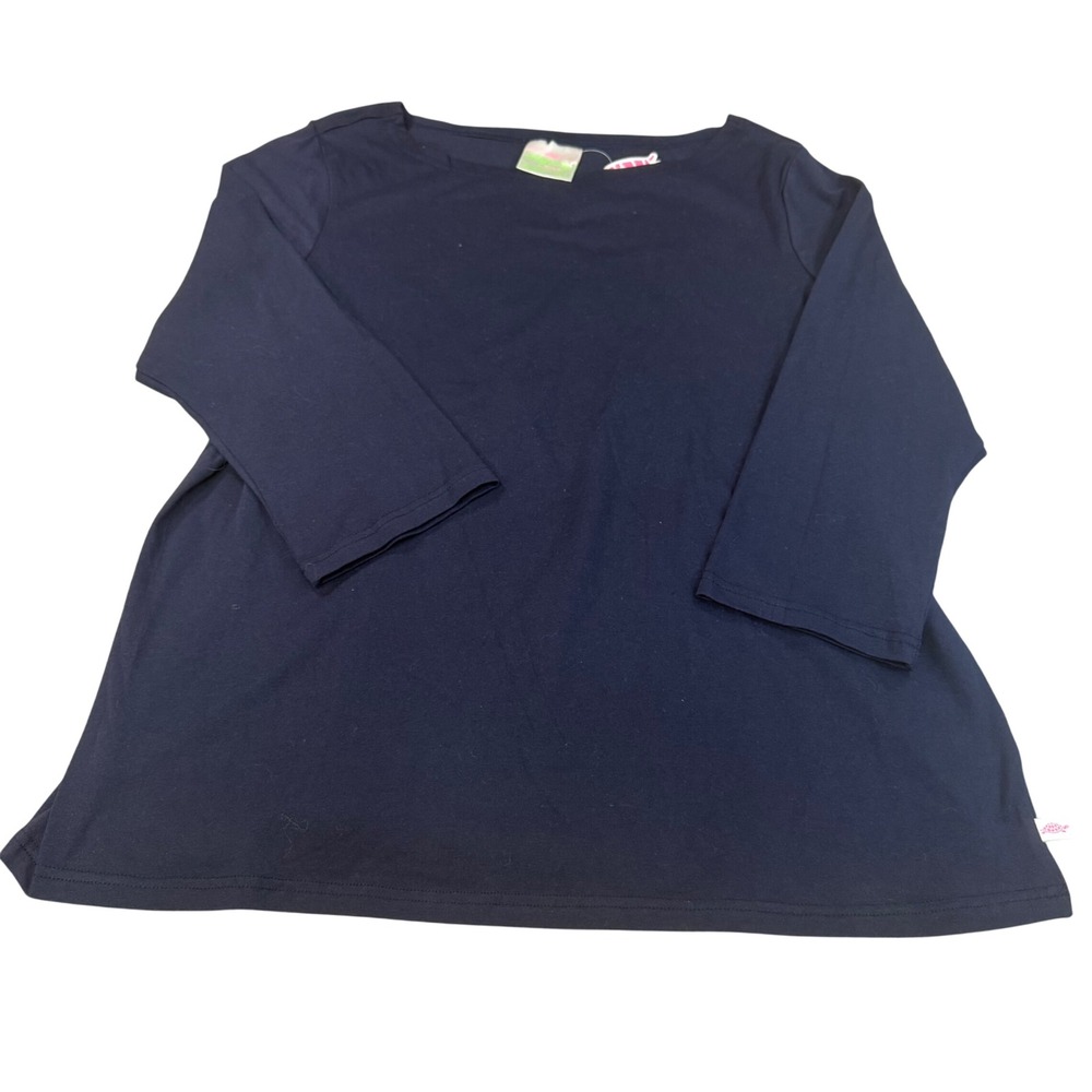 Lolly Wolly Doodle‎ Womens XXL Navy Blue Boat Neck 3/4 Sleeve Top NWT